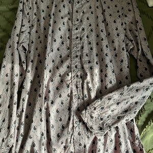 Men's Paisley Button-Down Shirt - Cream and Black